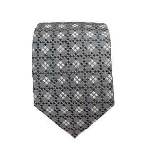 Emilio Ponti necktie gray black patterned 100% silk 3.25" wide 58" long